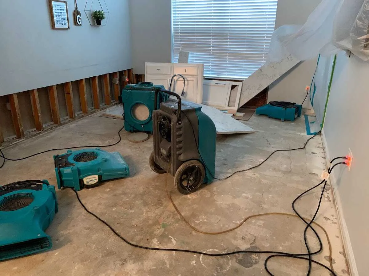 Dehumidifier in flood-cut room for Water Extraction & Removal in Crowley